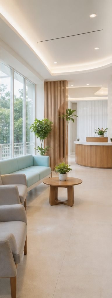 Calm dental clinic reception and waiting area
