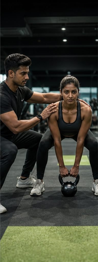 Personal trainer coaching an athlete